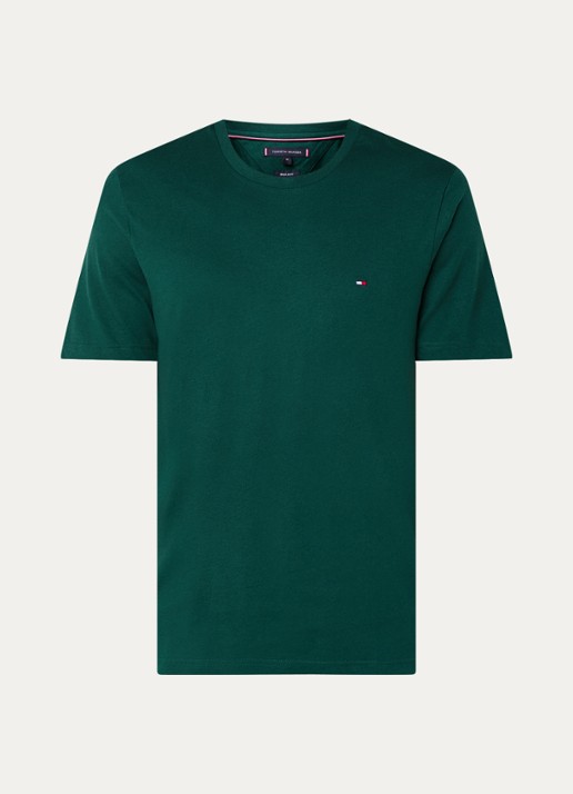 Tommy Hilfiger T-shirt met logo - voorkant zeegroen