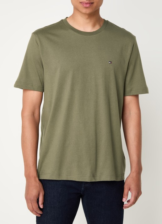 Tommy Hilfiger T-shirt met logo - detail bronsgroen