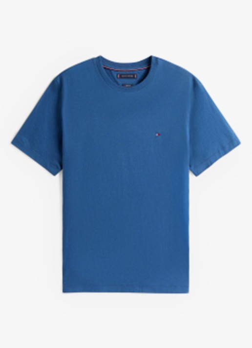Tommy Hilfiger T-shirt met logo - voorkant petrol
