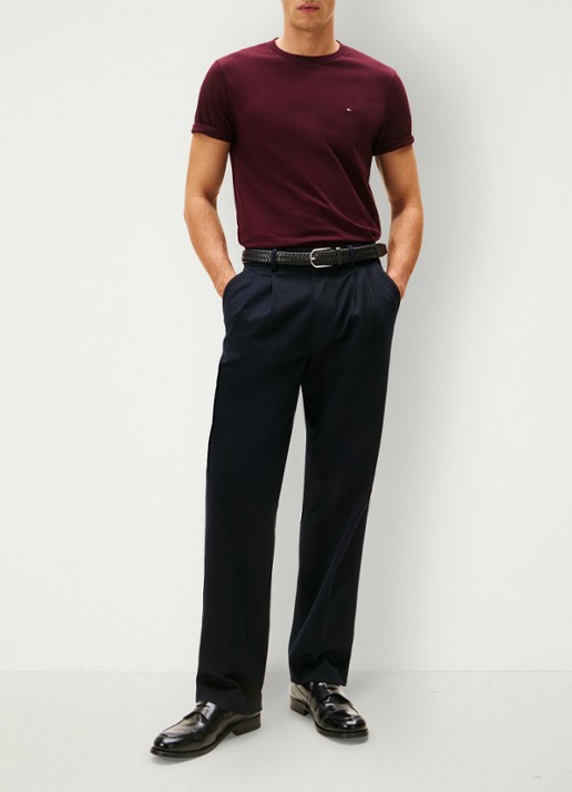 Tommy Hilfiger T-shirt met logo - voorkant 2 bordeauxrood