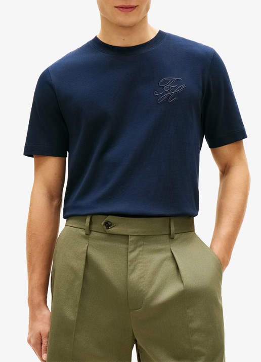 Tommy Hilfiger T-shirt met logo - detail 3 donkerblauw