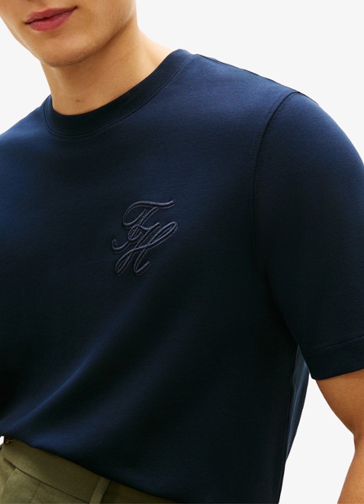 Tommy Hilfiger T-shirt met logo - detail 4 donkerblauw