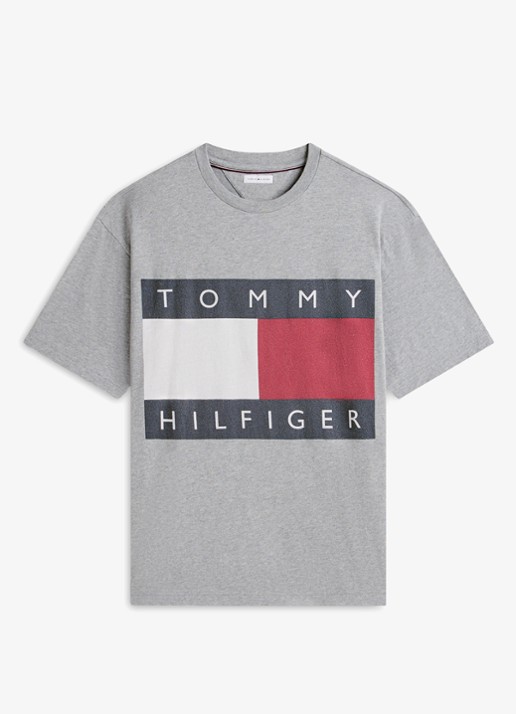 Tommy Hilfiger T-shirt met logo - voorkant 4 lichtgrijs