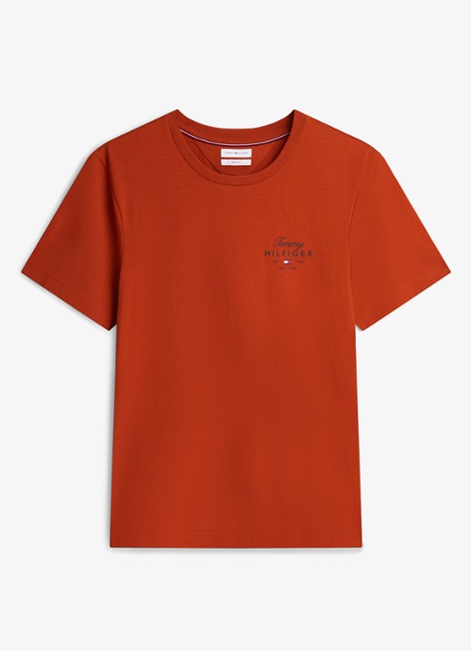 Tommy Hilfiger T-shirt met logo - voorkant 3 orange