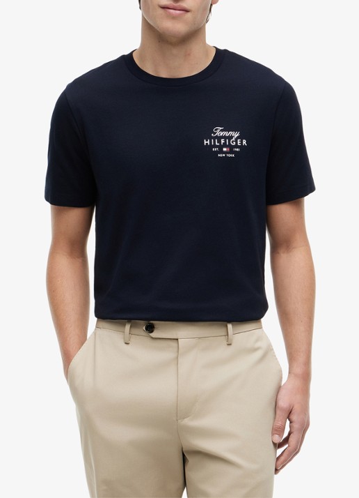 Tommy Hilfiger T-shirt met logo - detail 4 donkerblauw