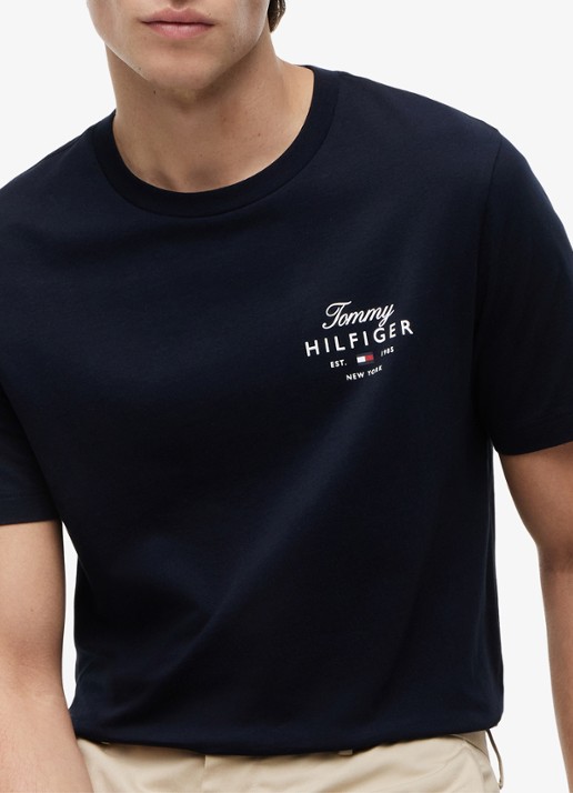 Tommy Hilfiger T-shirt met logo - detail 5 donkerblauw