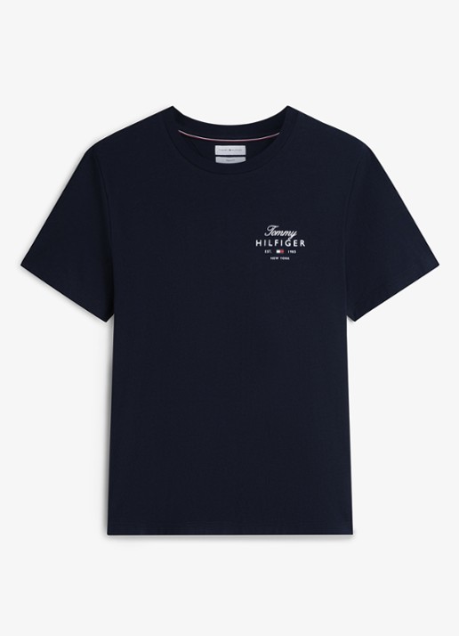 Tommy Hilfiger T-shirt met logo - voorkant 2 donkerblauw
