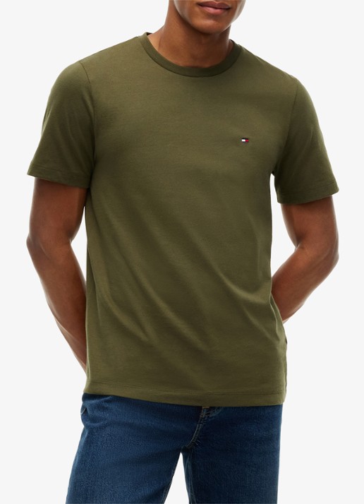 Tommy Hilfiger T-shirt met logo - detail huntsman green-mt1 / groen