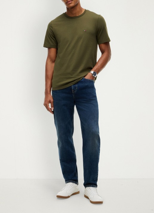 Tommy Hilfiger T-shirt met logo - voorkant 5 huntsman green-mt1 / groen
