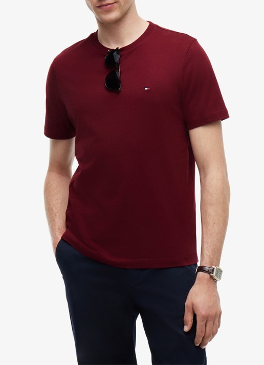 Tommy Hilfiger T-shirt met logo - detail 4 burgundy-vlp / rood