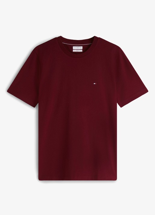 Tommy Hilfiger T-shirt met logo - voorkant 2 burgundy-vlp / rood