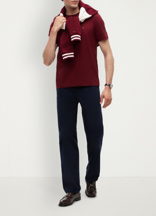 Tommy Hilfiger T-shirt met logo - voorkant 3 burgundy-vlp / rood