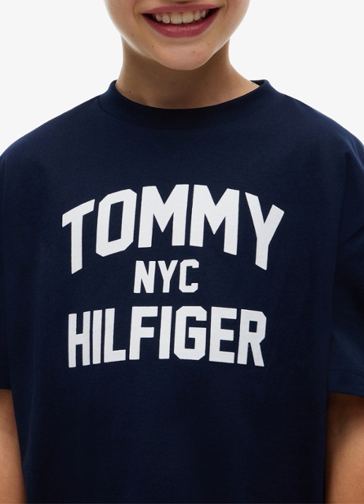 Tommy Hilfiger T-shirt met logo  - detail 5 donkerblauw