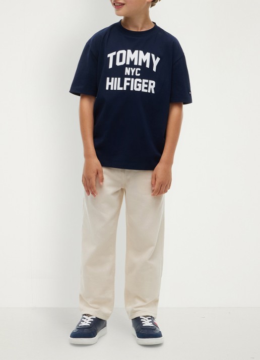 Tommy Hilfiger T-shirt met logo  - voorkant 3 donkerblauw