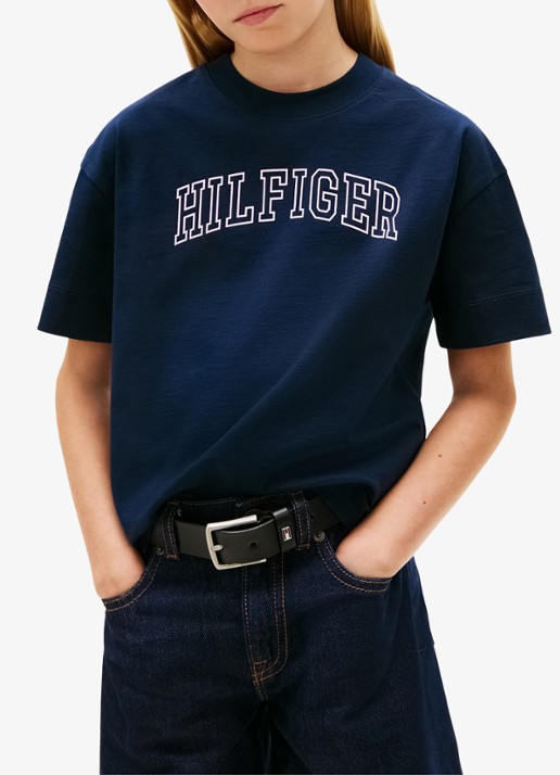 Tommy Hilfiger T-shirt met logo - detail donkerblauw
