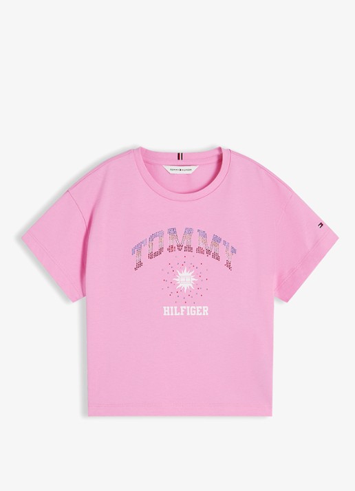 Tommy Hilfiger T-shirt met logo - voorkant roze