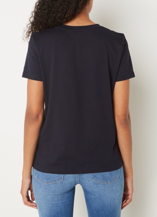 Tommy Hilfiger T-shirt met logoborduring en ronde hals - achterkant 4 lichtblauw