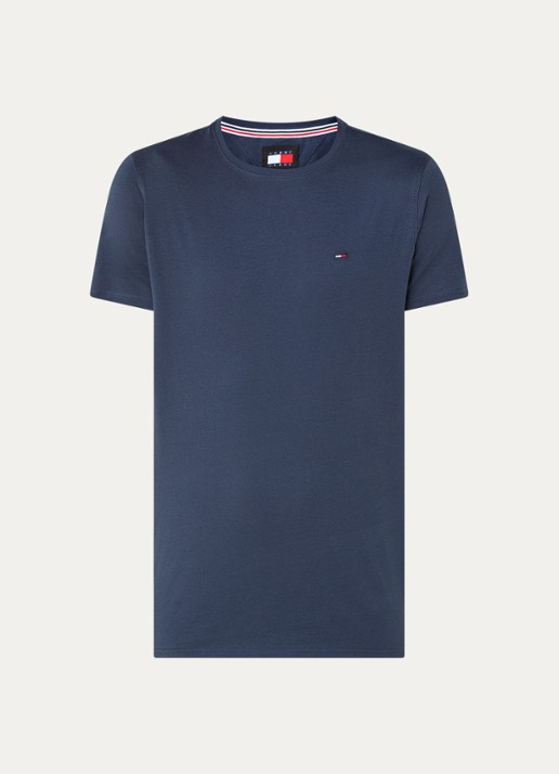 Tommy Hilfiger T-shirt met logoborduring  - voorkant 2 donkerblauw