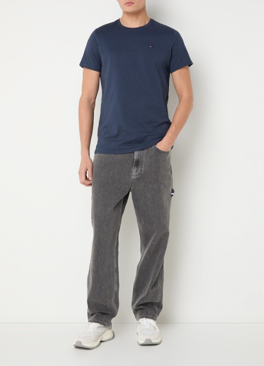 Tommy Hilfiger T-shirt met logoborduring  - voorkant 3 donkerblauw