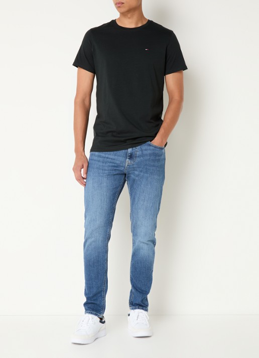 Tommy Hilfiger T-shirt met logoborduring  - voorkant 3 zwart