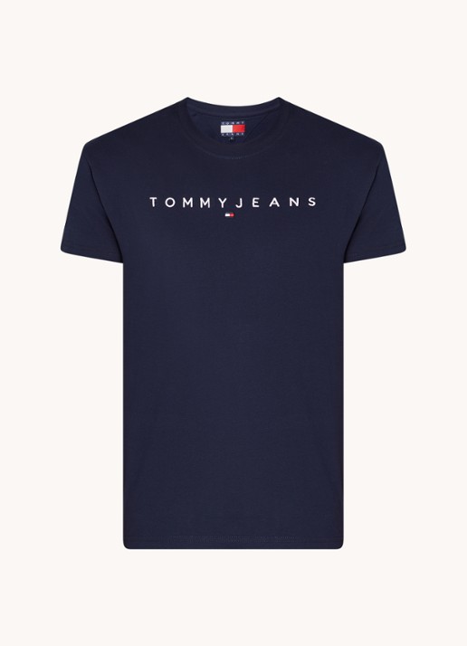 Tommy Hilfiger T-shirt met logoborduring - voorkant donkerblauw