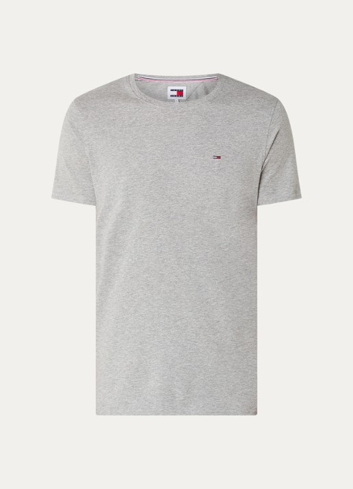 Tommy Hilfiger T-shirt met logoborduring  - voorkant 2 grijsmele