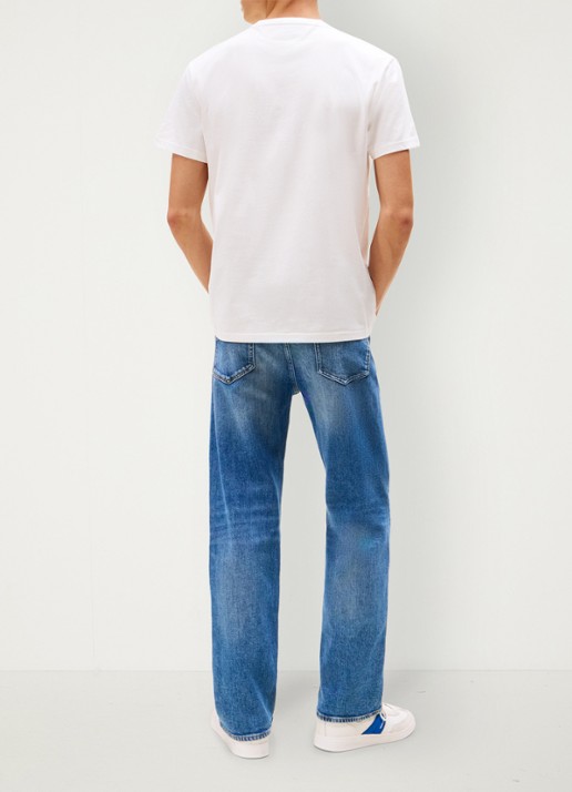 Tommy Hilfiger T-shirt met logoborduring - achterkant creme