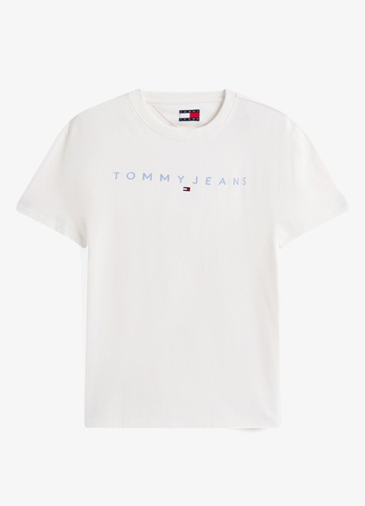 Tommy Hilfiger T-shirt met logoborduring - voorkant 2 creme