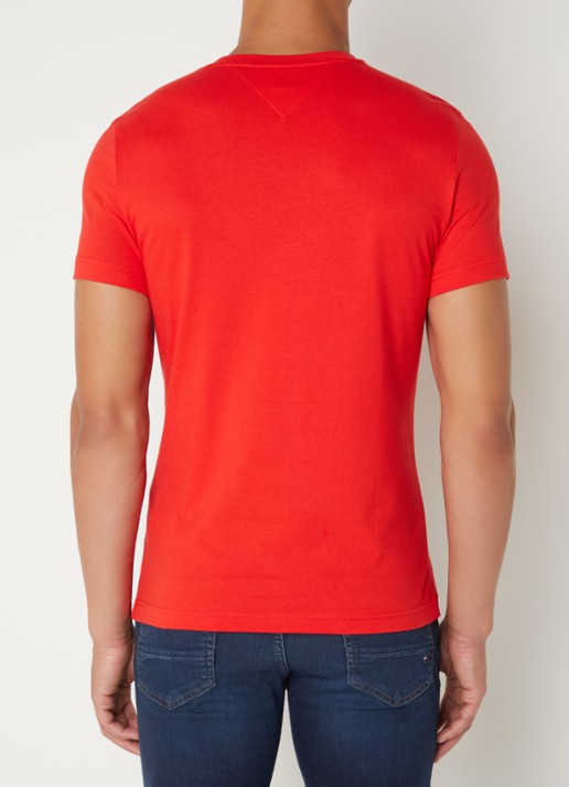 Tommy Hilfiger T-shirt met logoborduring  - achterkant 4 fireworks / rood