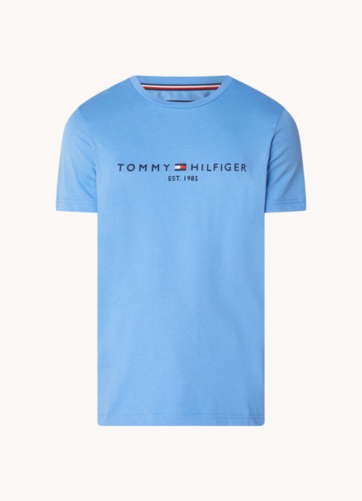 Tommy Hilfiger T-shirt met logoborduring  - voorkant 2 blue spell / blauw