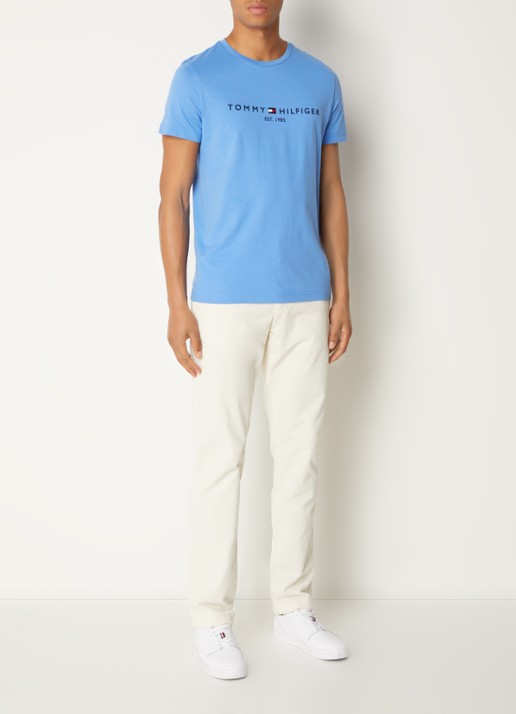 Tommy Hilfiger T-shirt met logoborduring  - voorkant 3 blue spell / blauw