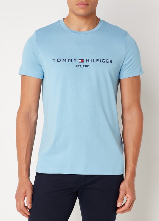 Tommy Hilfiger T-shirt met logoborduring  - detail 2 sleepy blue / blauw