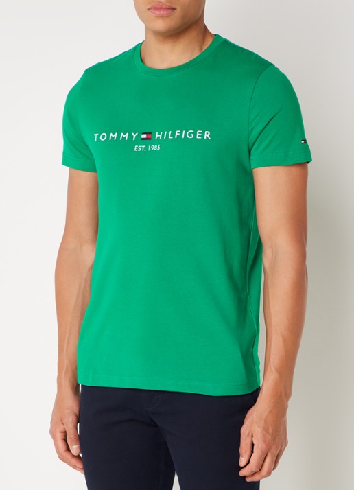Tommy Hilfiger T-shirt met logoborduring  - detail 2 olympic green / groen