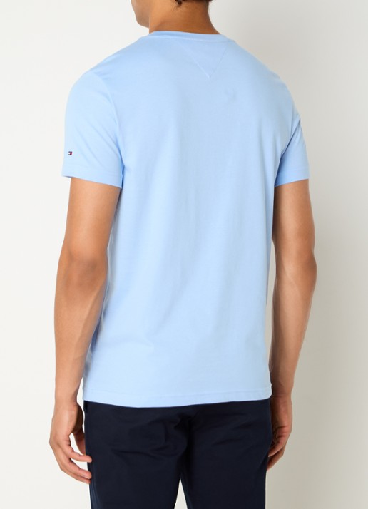 Tommy Hilfiger T-shirt met logoborduring  - achterkant 4 vessel blue / blauw