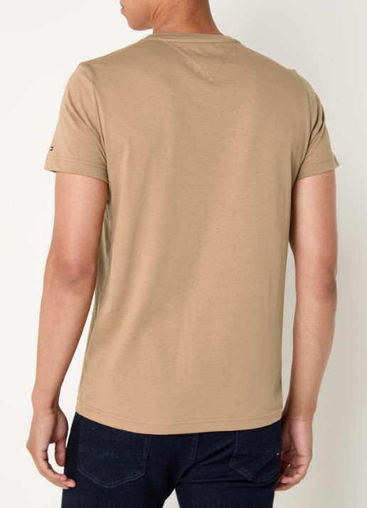 Tommy Hilfiger T-shirt met logoborduring  - achterkant 4 safari canvas / beige