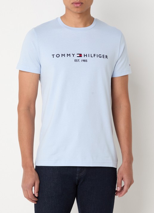 Tommy Hilfiger T-shirt met logoborduring  - detail 2 breezy blue / blauw