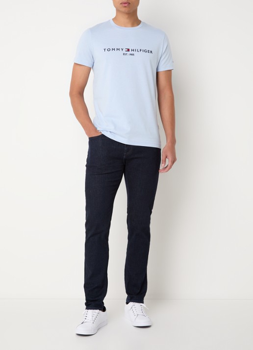 Tommy Hilfiger T-shirt met logoborduring  - voorkant 4 breezy blue / blauw