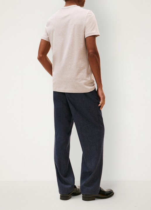 Tommy Hilfiger T-shirt met logoborduring  - achterkant 5 heathered pebble / beige