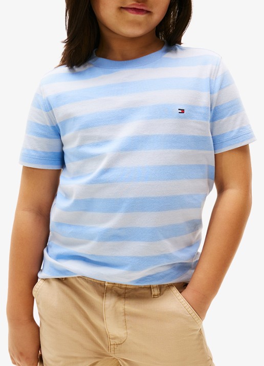 Tommy Hilfiger T-shirt met logoborduring - detail 2 cloudy blue-c14 / lichtblauw