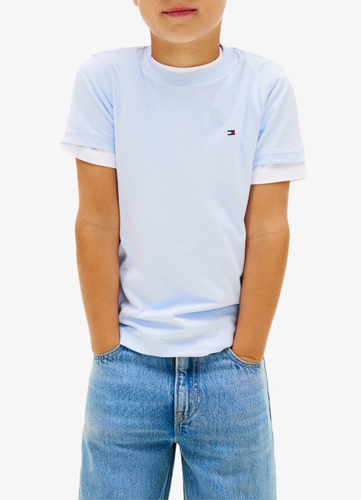 Tommy Hilfiger T-shirt met logoborduring - detail 2 sweet blue-c3q / lichtblauw