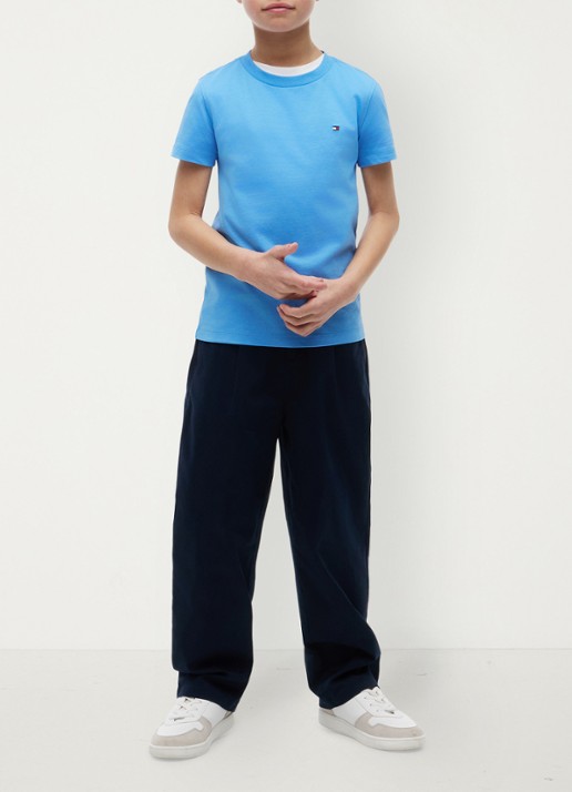 Tommy Hilfiger T-shirt met logoborduring - voorkant 5 blauw