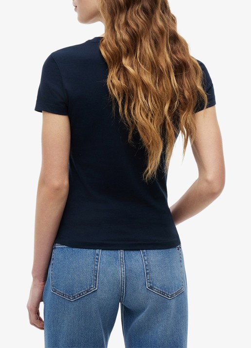 Tommy Hilfiger T-shirt met logoprint - achterkant 5 donkerblauw