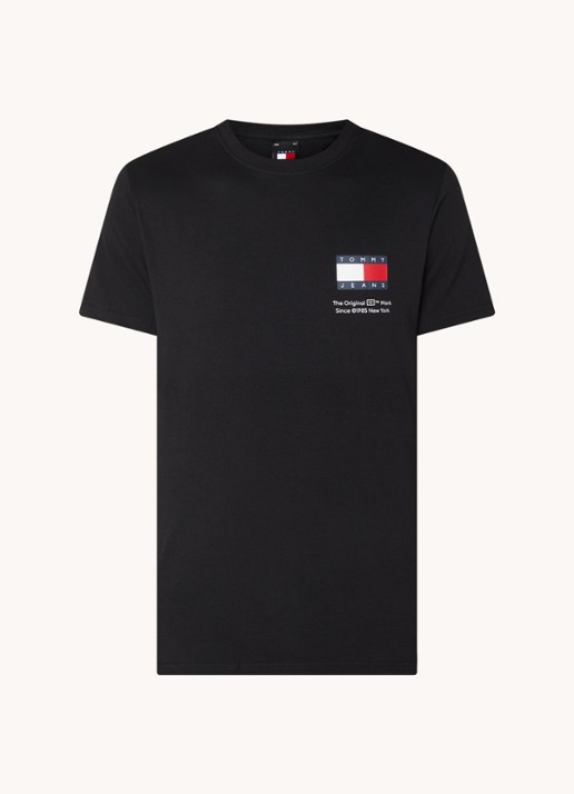 Tommy Hilfiger T-shirt met logoprint - voorkant 2 zwart