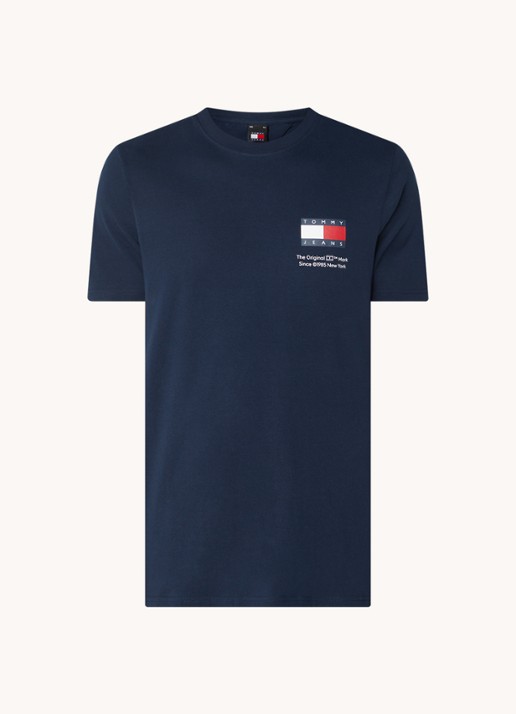 Tommy Hilfiger T-shirt met logoprint - voorkant 3 donkerblauw