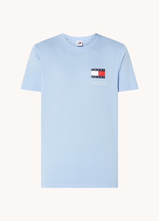Tommy Hilfiger T-shirt met logoprint - voorkant blauwgrijs
