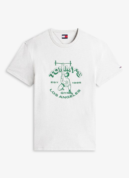 Tommy Hilfiger T-shirt met logoprint - voorkant 2 lichtgrijs