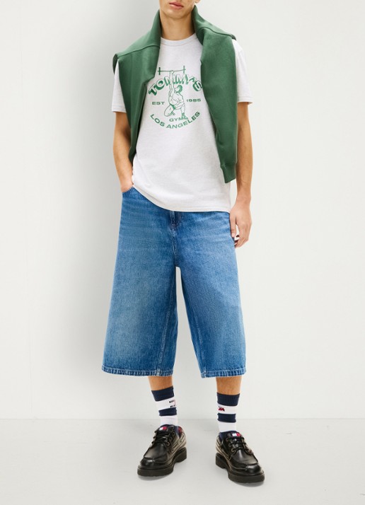 Tommy Hilfiger T-shirt met logoprint - voorkant 3 lichtgrijs