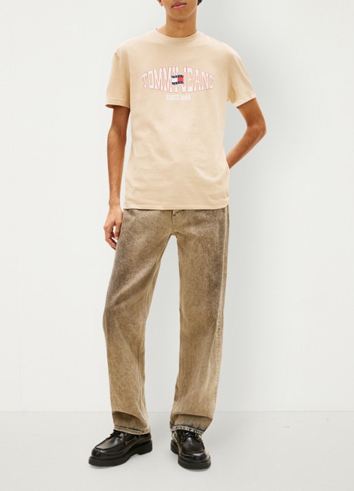 Tommy Hilfiger T-shirt met logoprint - voorkant 2 goud
