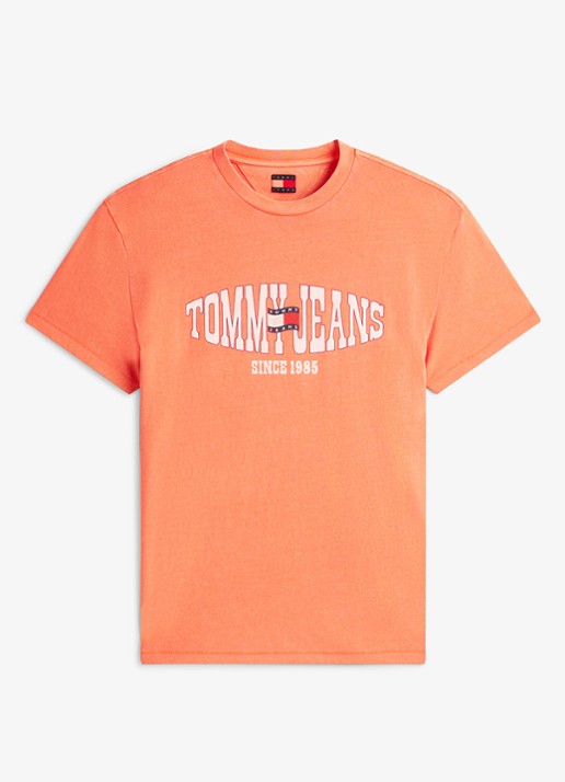Tommy Hilfiger T-shirt met logoprint - voorkant 3 koraalrood