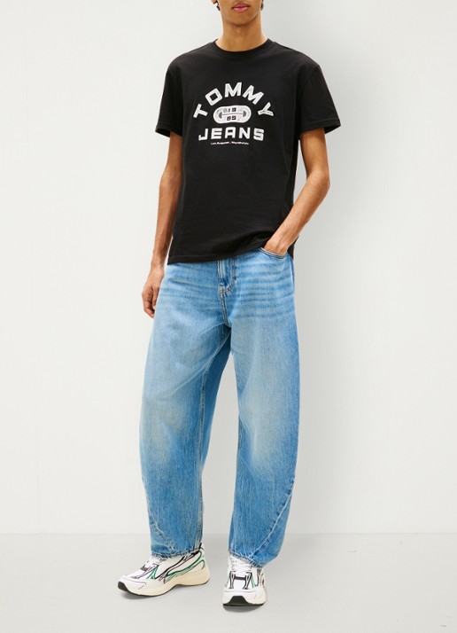 Tommy Hilfiger T-shirt met logoprint - voorkant 2 zwart